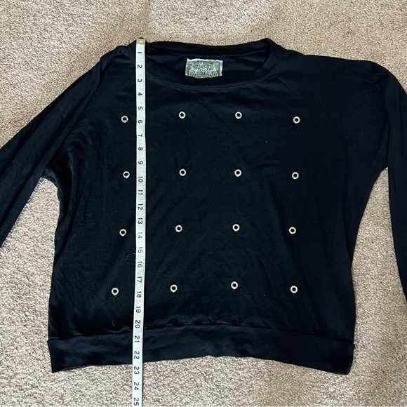 Nation LTD Rhinestone Grommet Raglan Sweatshirt - Picture 3 of 7